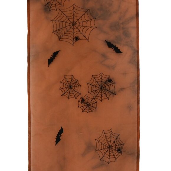 Golden Holidays Table Runner Spider Web Bats Halloween - Picture 3 of 6